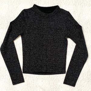 Justice Shimmer Ribbed Mock Neck Top